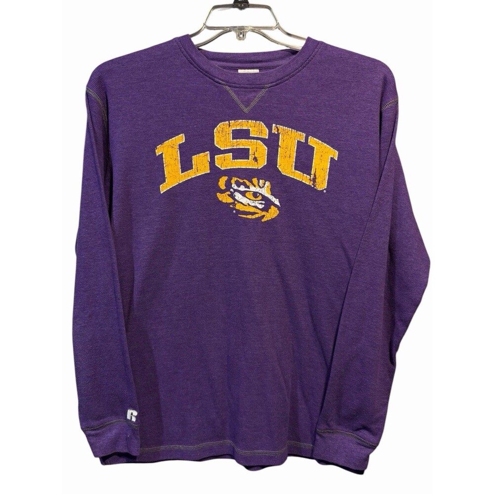 Russell Athletic LSU Tigers purple waffle-knit Longsleeve LARGE